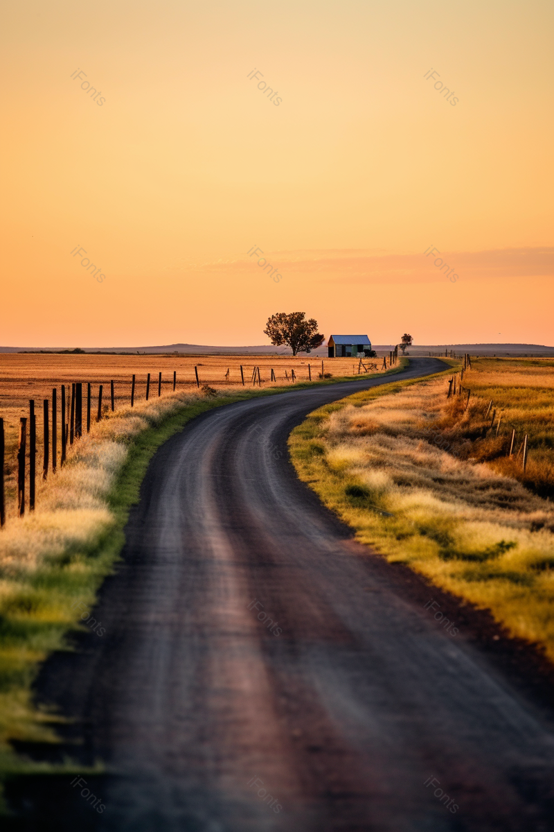 秋季金黄麦田柏油道路秋意户外风景,高清,摄影图,摄影图片,图片大全,摄影图免费下载